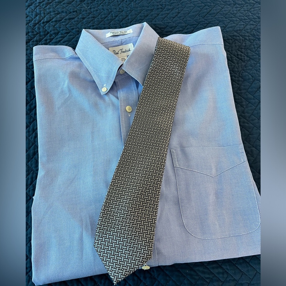 Tasso Elba Luxury Neckwear Blue Grey 100% Silk Tie Mens